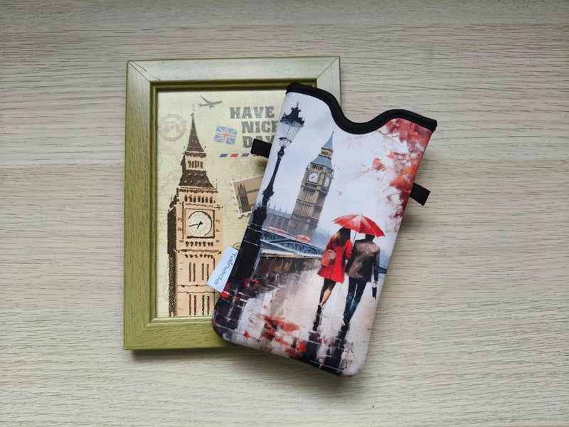Tainada Men Women Neoprene Phone Sleeve Pouch Case Bag w/Crossbody Strap/Neck Lanyard for iPhone 17/16/15 Pro Max, Air, 16/15 Plus, 16e; Samsung S25, A24, A56, A55, Z Fold7 (Autumn in London) - Image 2